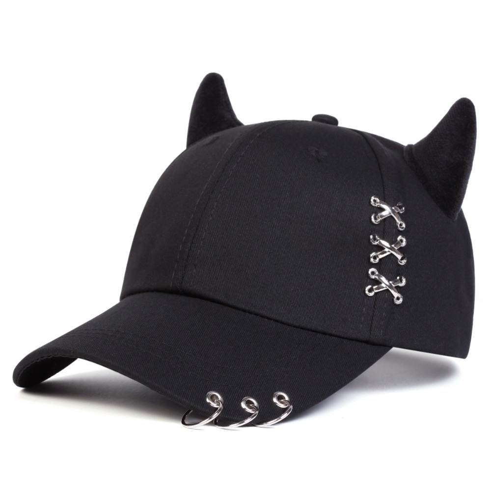 Casquette baseball kawaii à cornes - Noir