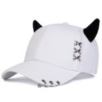 Casquette baseball kawaii à cornes - Blanc