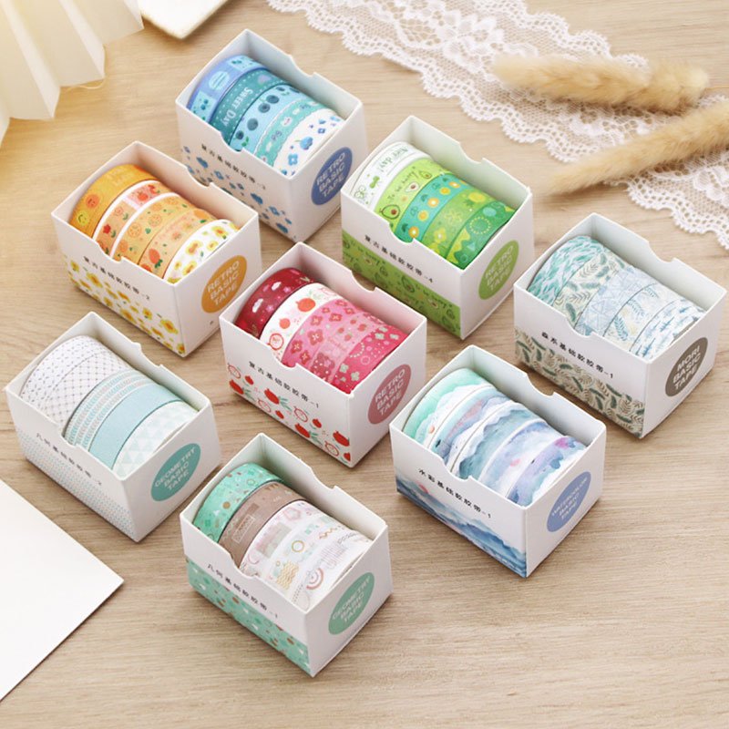 Coffret de 5 rubans washi adhésifs
