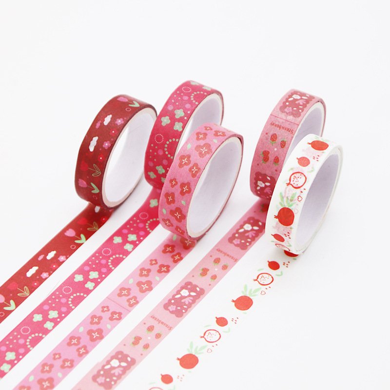 Coffret de 5 rubans washi adhésifs - Rouge rétro