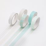 Coffret de 5 rubans washi adhésifs - Géométrique menthe