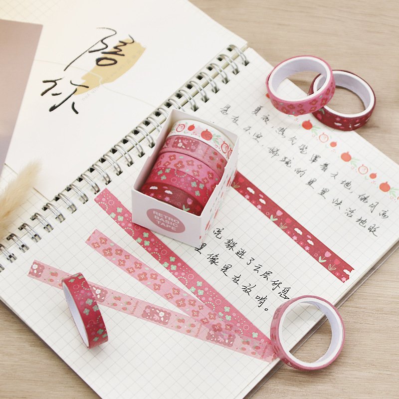 Coffret de 5 rubans washi adhésifs