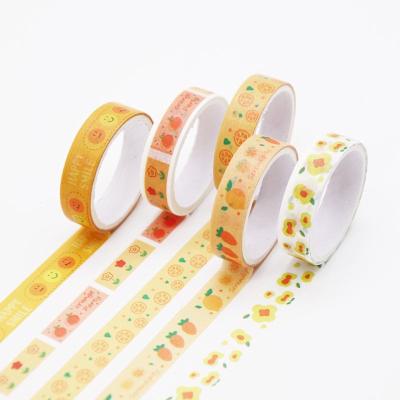 Coffret de 5 rubans washi adhésifs - Jaune rétro