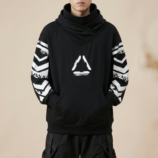 Hoodie noir unisexe à chevrons blancs