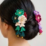 Kanzashi japonais à clochettes dorées