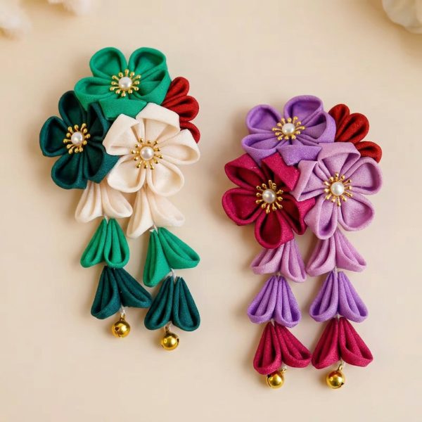 Kanzashi japonais à clochettes dorées