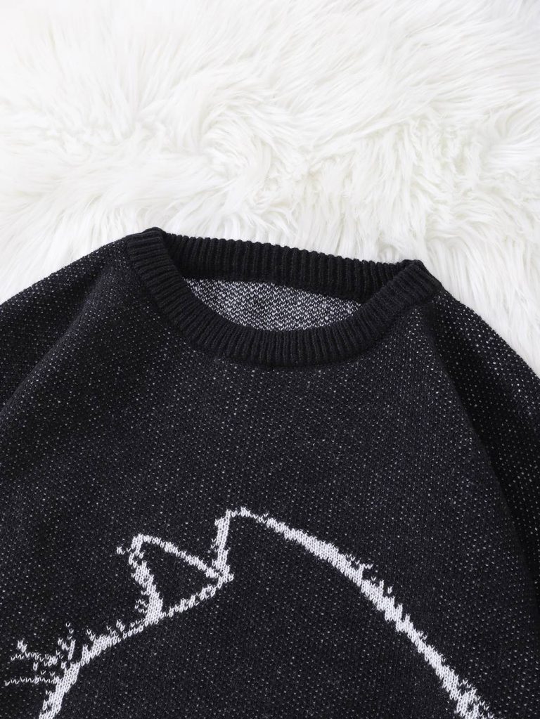 Pull-chat-femme-et-homme-silhouette-blanche-picture-2