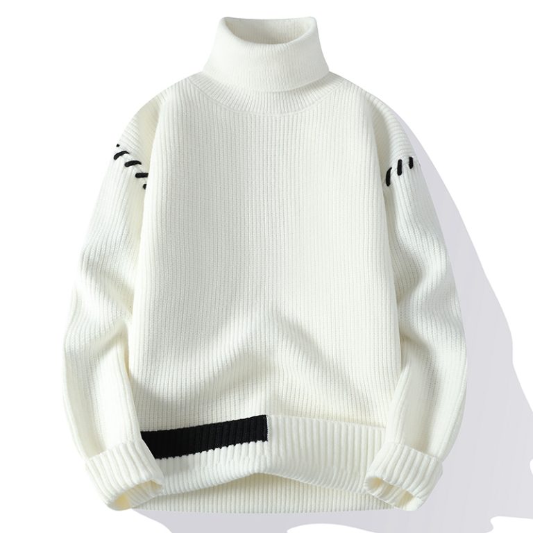 Pull-col-roule-homme-a-bandes-contrastees-picture-1