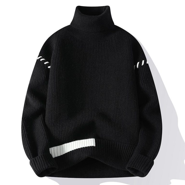 Pull-col-roule-homme-a-bandes-contrastees-picture-2