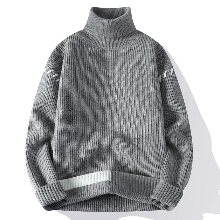 Pull-col-roule-homme-a-bandes-contrastees-picture-4