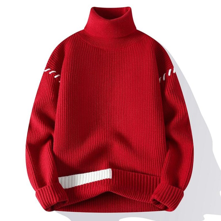 Pull-col-roule-homme-a-bandes-contrastees-picture-5