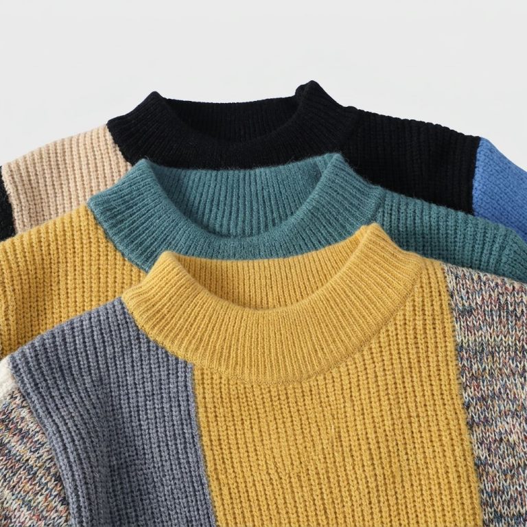Pull color block femme et homme asymétrique