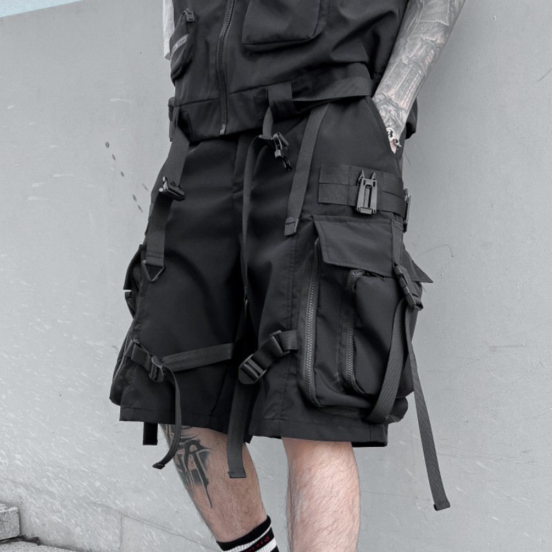 Short-cargo-homme-militaire-noir-picture-1