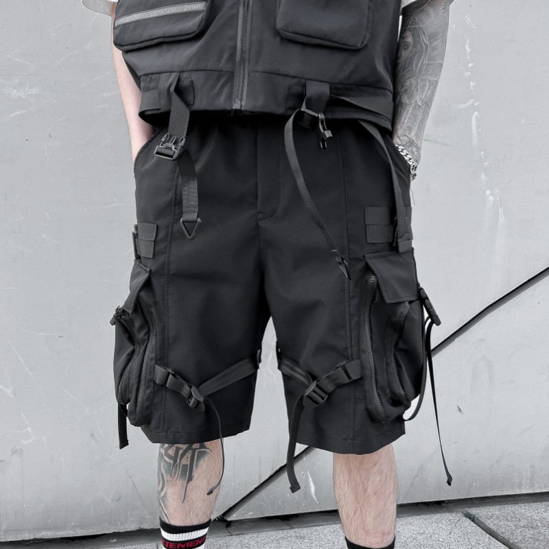Short-cargo-homme-militaire-noir-picture-2
