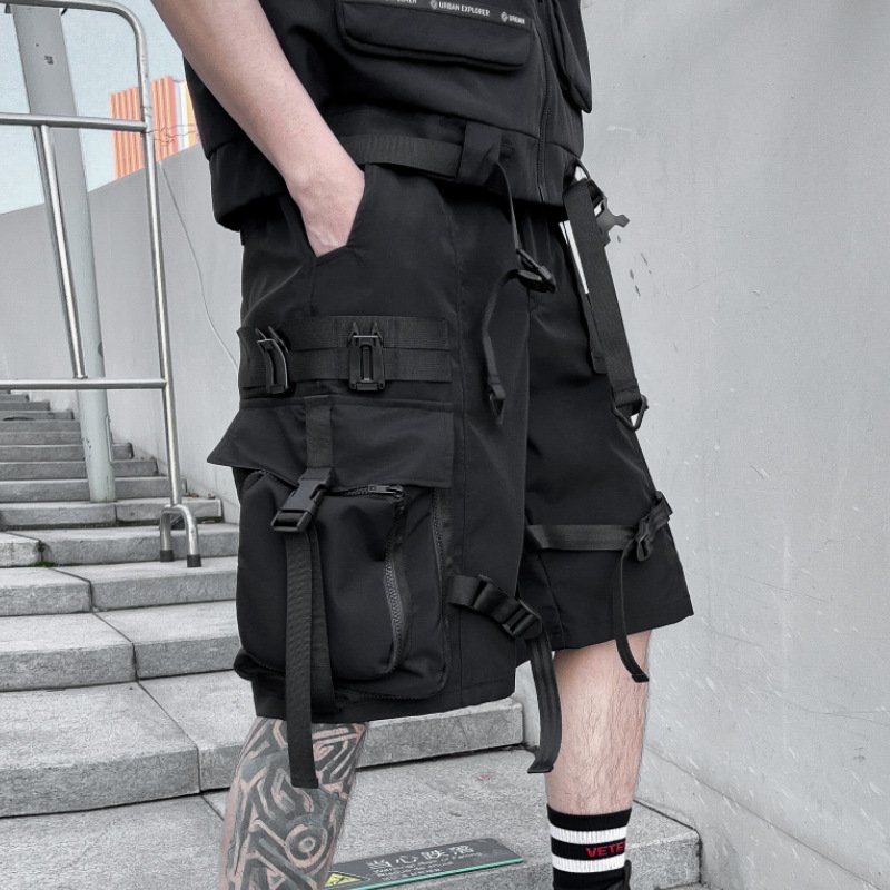 Short-cargo-homme-militaire-noir-picture-3