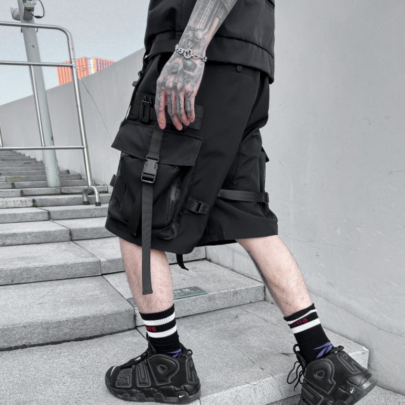 Short-cargo-homme-militaire-noir-picture-4