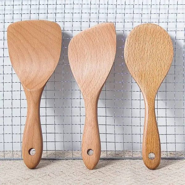 Spatule en bois plate à riz