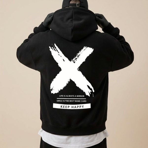 Sweat à capuche homme oversize grand X
