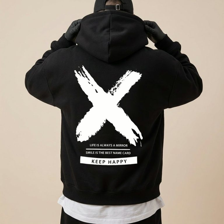 Sweat à capuche homme oversize grand X