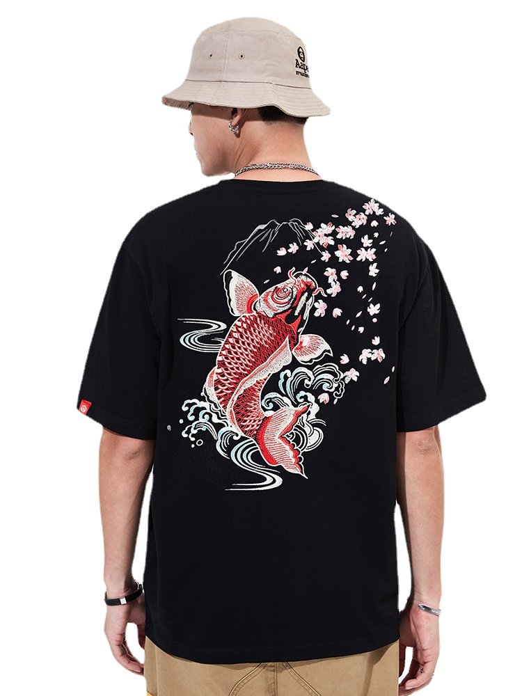 T-shirt-carpe-koi-brode-et-mont-Fuji-picture-1