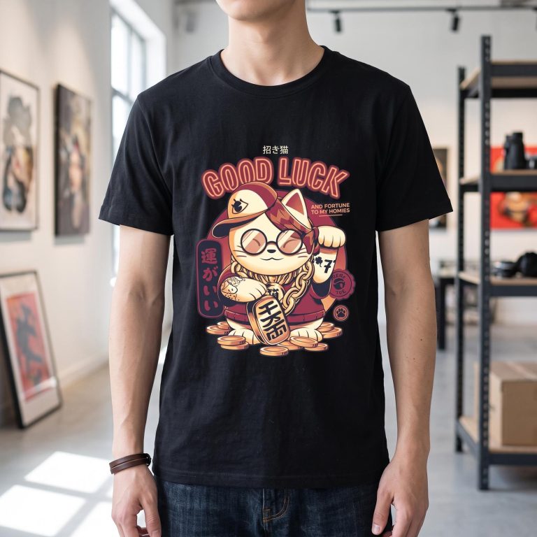 T-shirt-maneki-neko-lucky-cat-Good-Luck-ambiance-5787