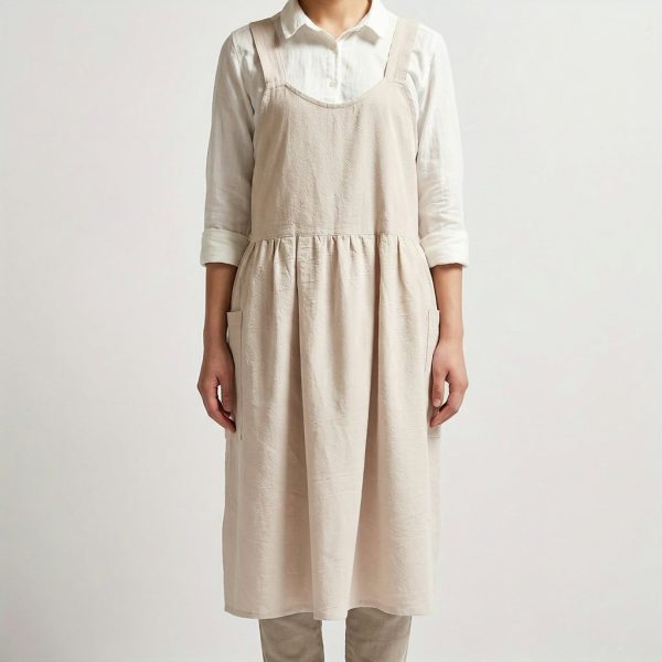 Tablier japonais en coton et lin dos croisé