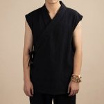 Tunique-japonaise-sans-manches-en-coton-et-lin-miniature