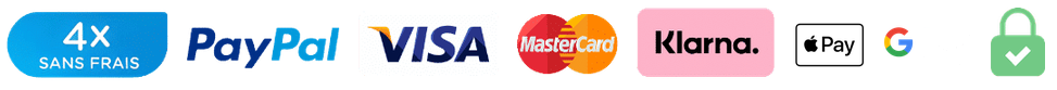 Paiement sécurisé : 4X sans frais, PayPal, Visa, Mastercard, Klarna, Apple Pay et Google Pay