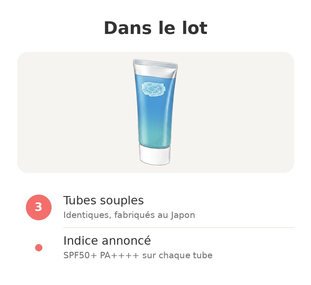 Crème solaire Biore UV Aqua Rich Watery Essence Contenu de la boîte : Biore UV Aqua Rich